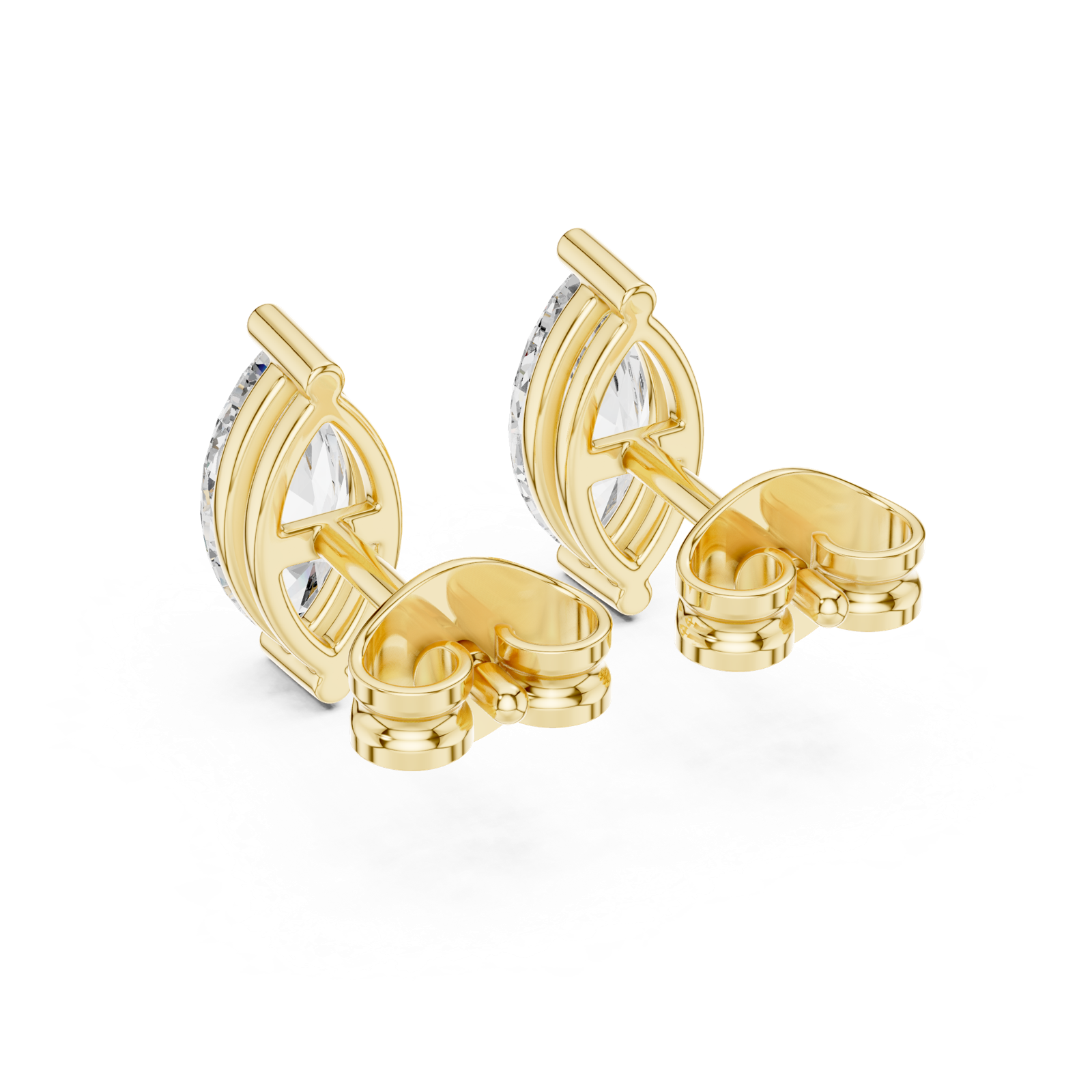 14K Solid Gold Lab Diamond Stud Earrings, Yellow Gold, view 3