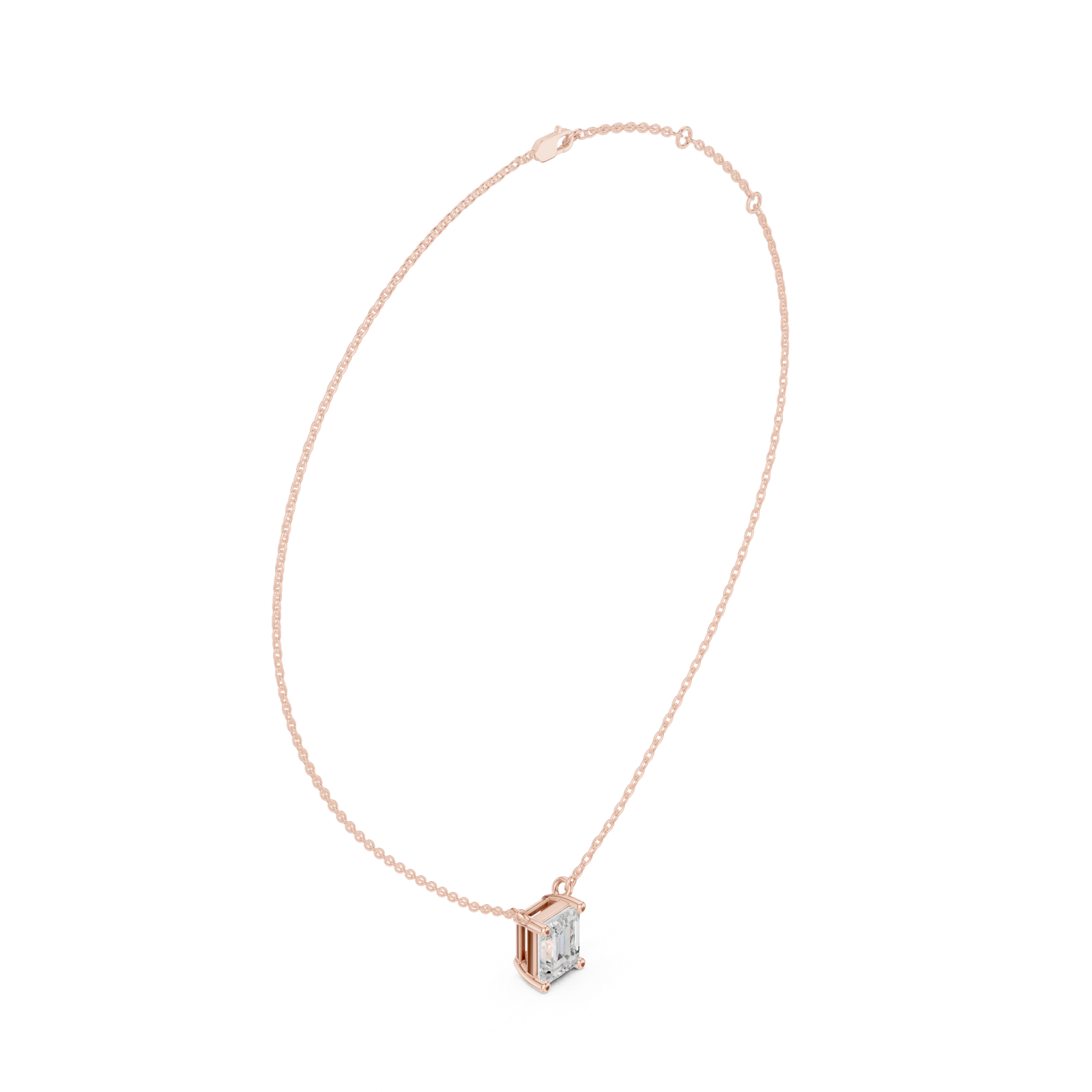 Gold Jewelry, Emerald center stone, Rose Gold, view 1