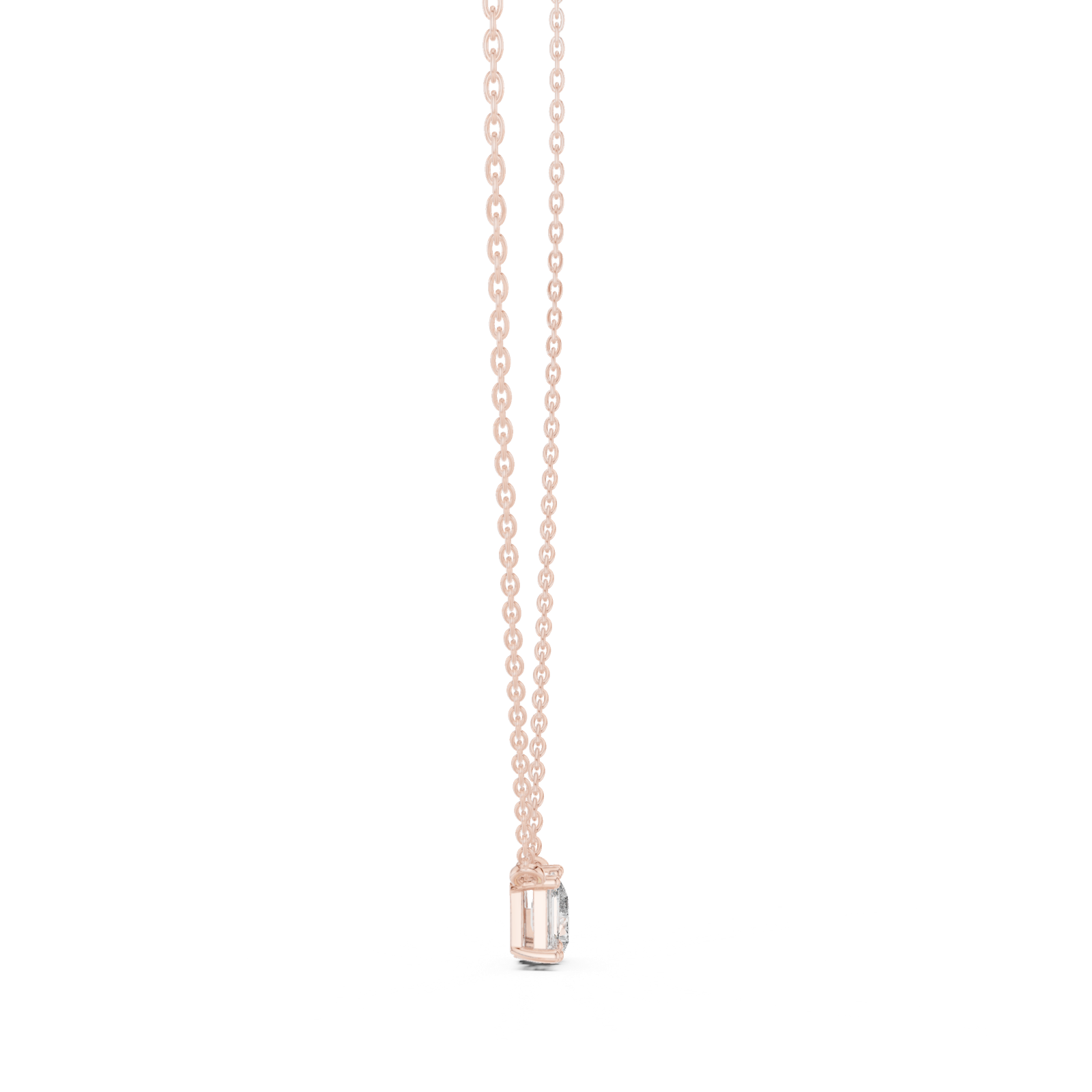 14K Solid Gold Lab Diamond Pendant Necklace, Rose Gold, view 3
