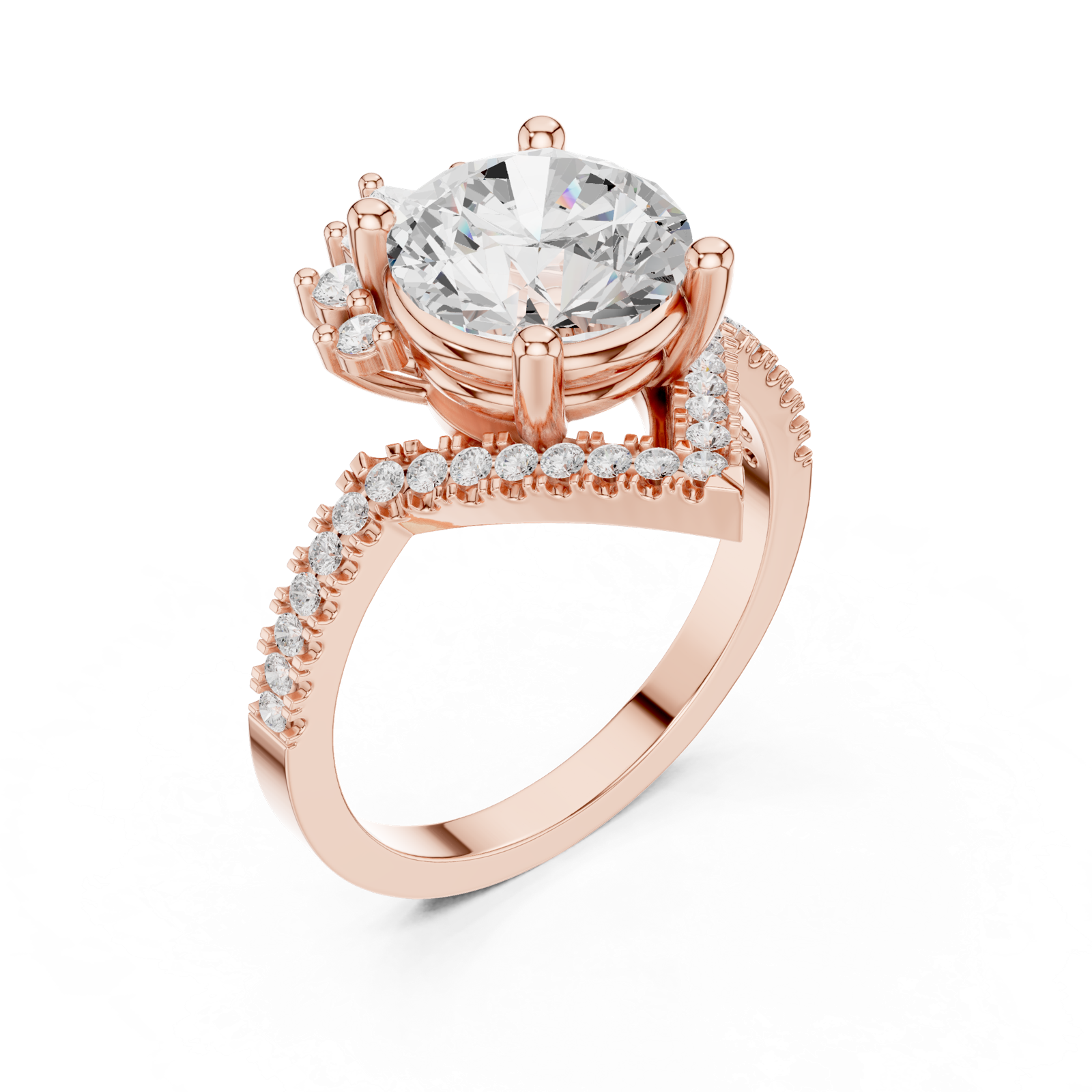 Gold Ring DDLR-406, Rose Gold, view 2