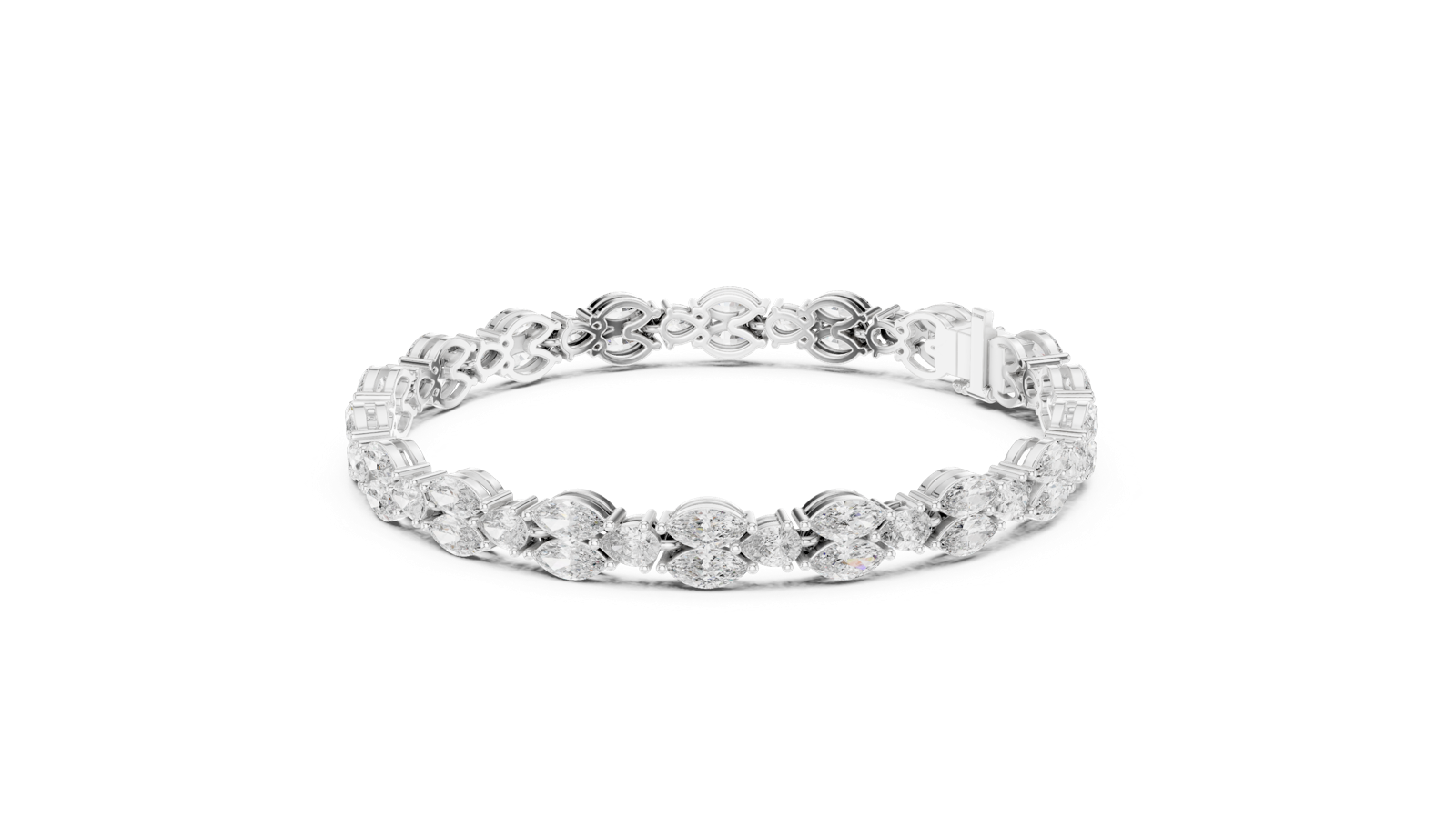 14K Solid Gold Lab Diamond Bracelet, White Gold, view 1