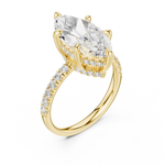 Gold Ring DDLR-259, Marquise center stone, Yellow Gold, view 2