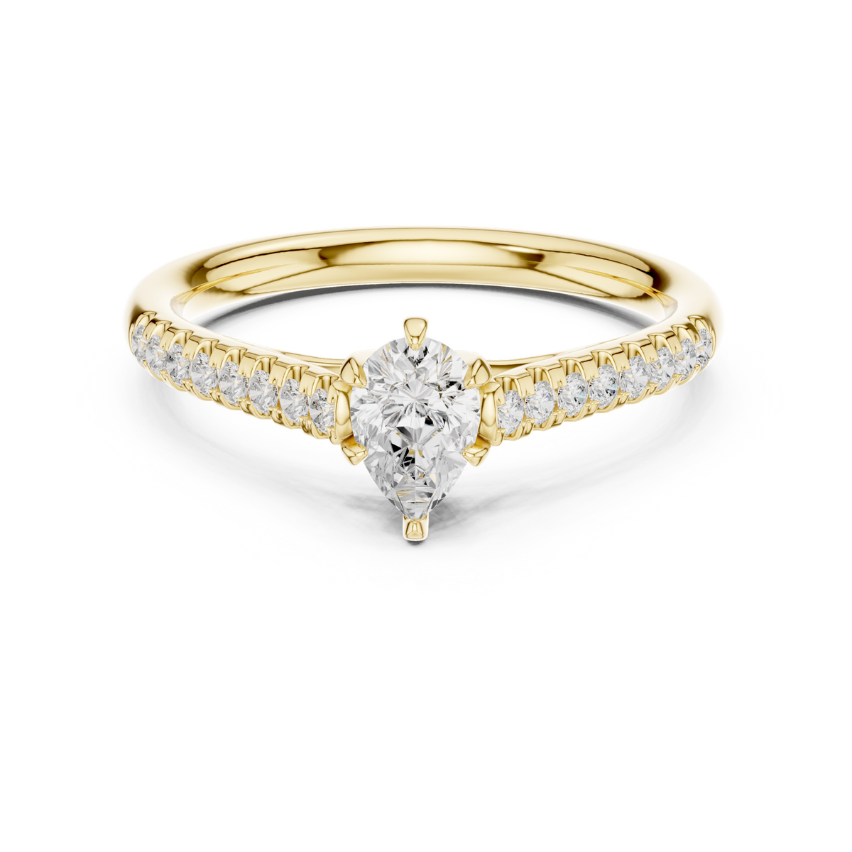 14K Solid Gold Lab Diamond Solitaire Ring, Yellow Gold