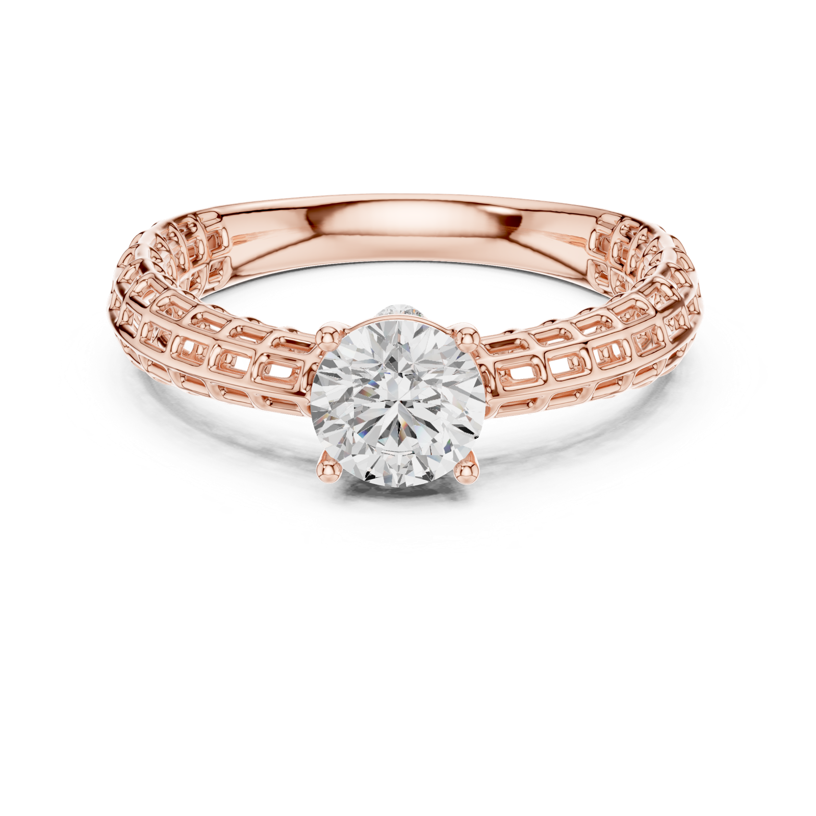 Gold Ring DDLR-810, Rose Gold, view 4