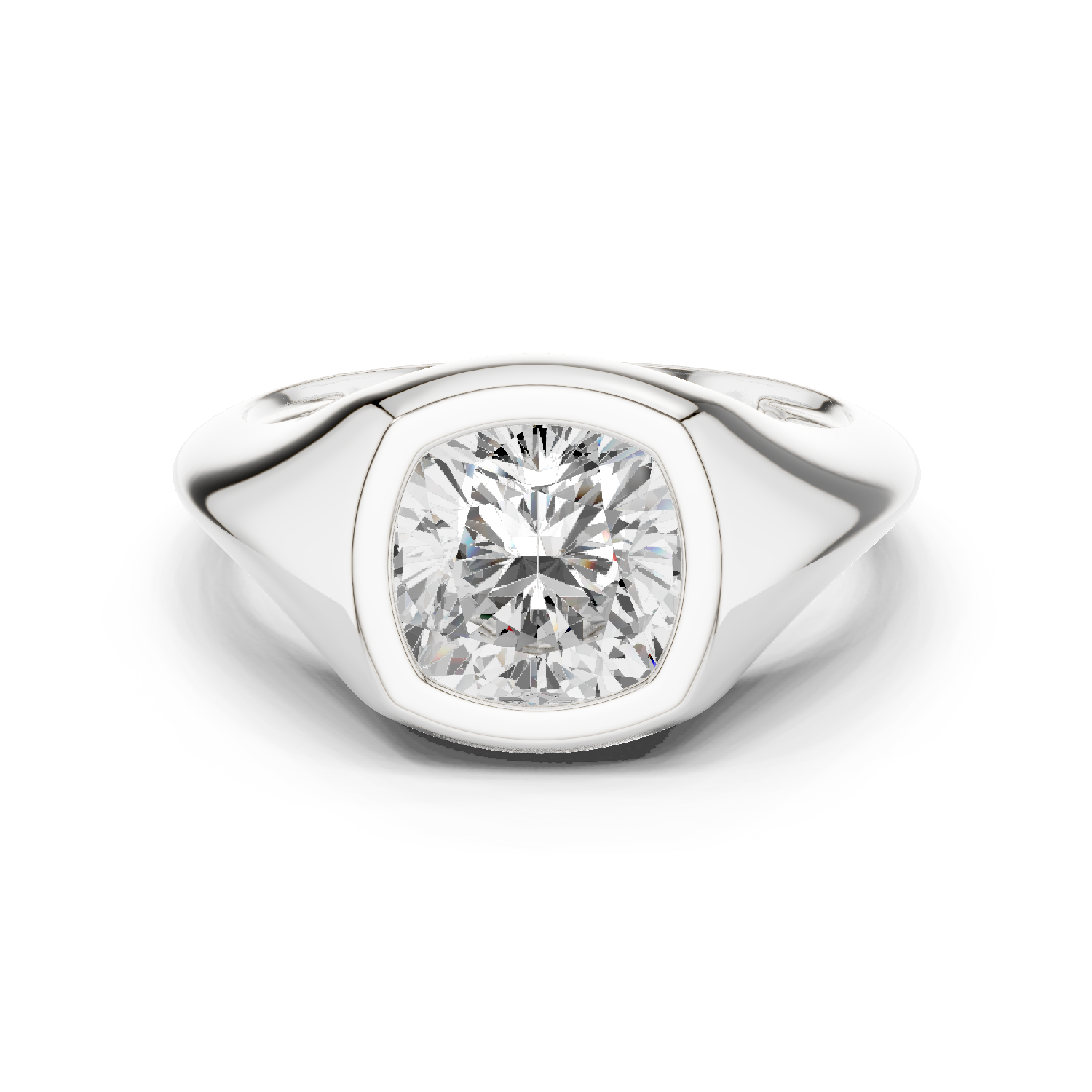 Gold Jewelry L36-4, Cushion center stone, White Gold