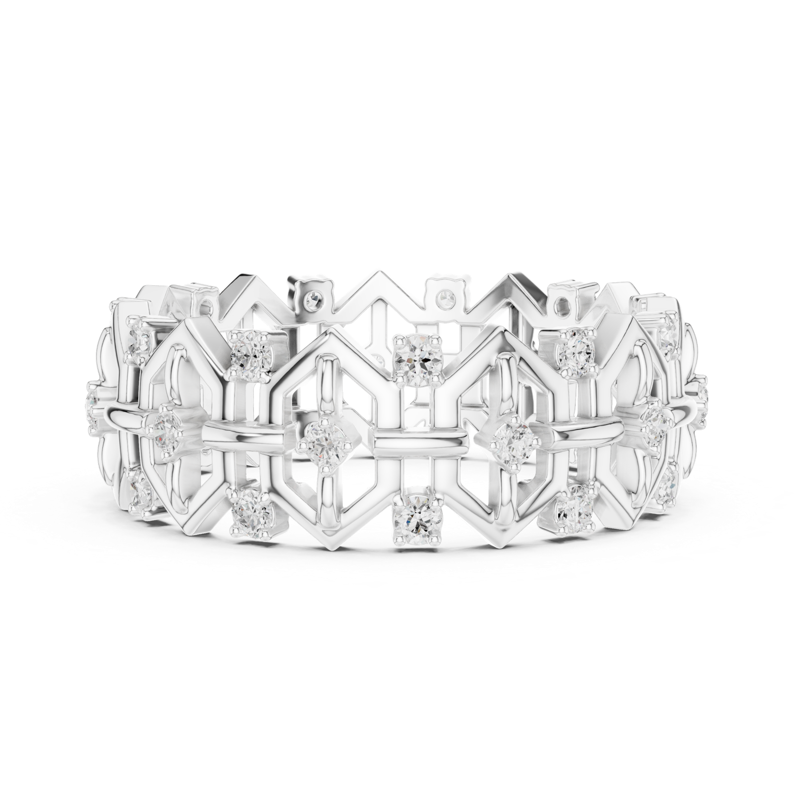 Gold Ring R29, White Gold, view 3