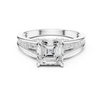 Gold Ring, Asscher center stone, White Gold, view 4