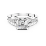 Gold Ring, Asscher center stone, White Gold, view 4