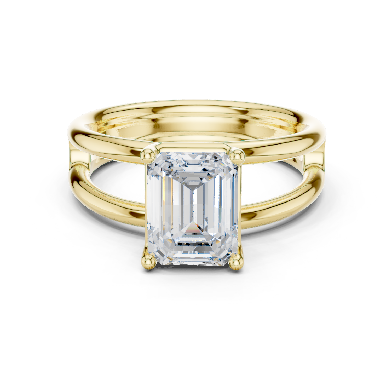 Gold Jewelry L36-9, Emerald center stone, Yellow Gold