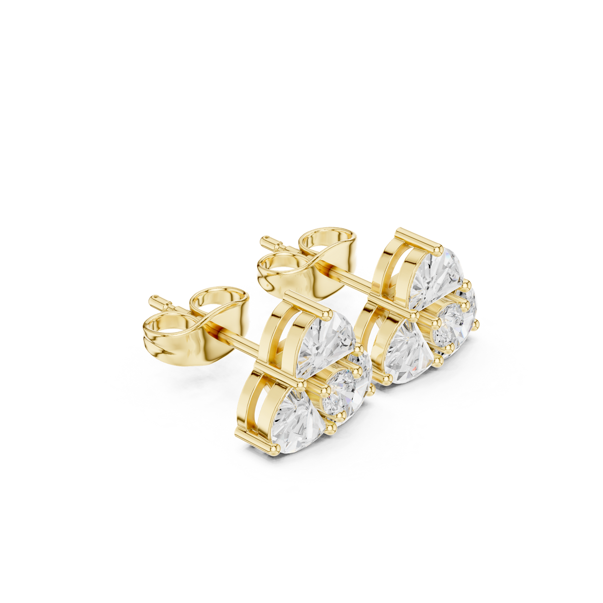 14K Solid Gold Lab Diamond Cluster Earrings, Yellow Gold, view 1