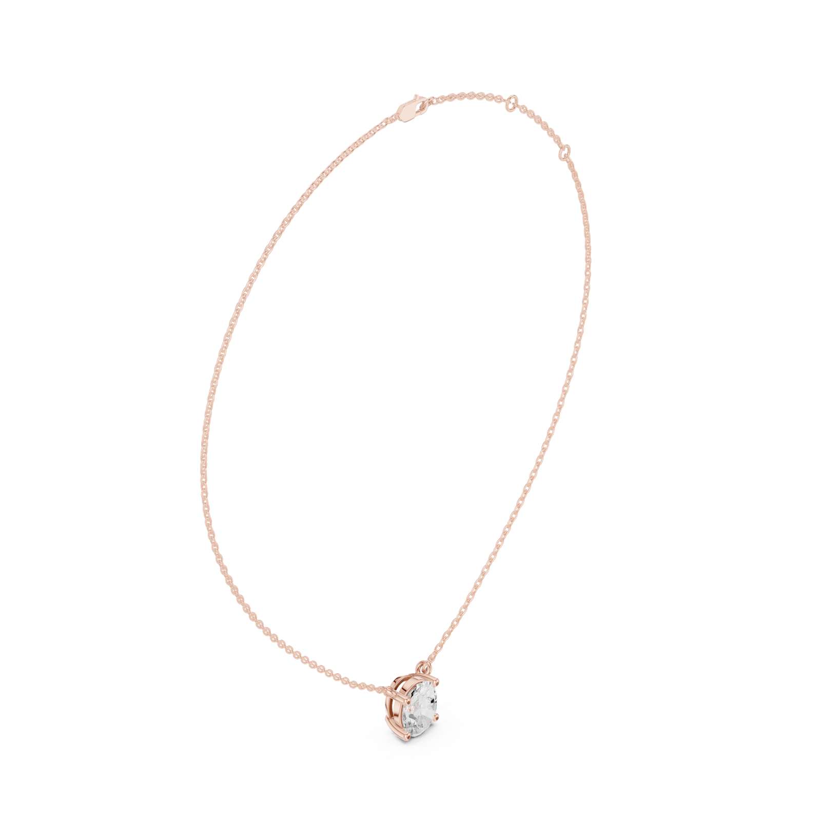 Gold Jewelry DDPO-001, Oval center stone, Rose Gold, view 1