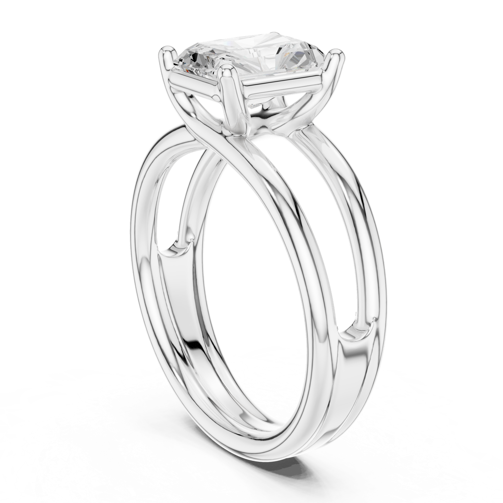 Gold Jewelry L36-9, Radiant center stone, White Gold, view 1