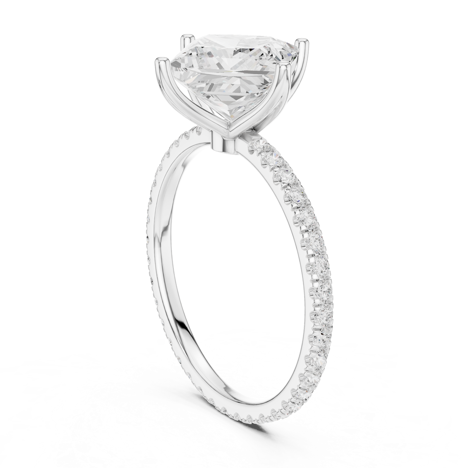 Gold Jewelry L36-16, Princess center stone, White Gold, view 1