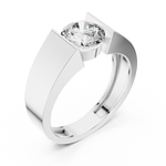 14K Solid Gold Lab Diamond Signet Ring, White Gold, view 2