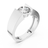 14K Solid Gold Lab Diamond Signet Ring, White Gold, view 2