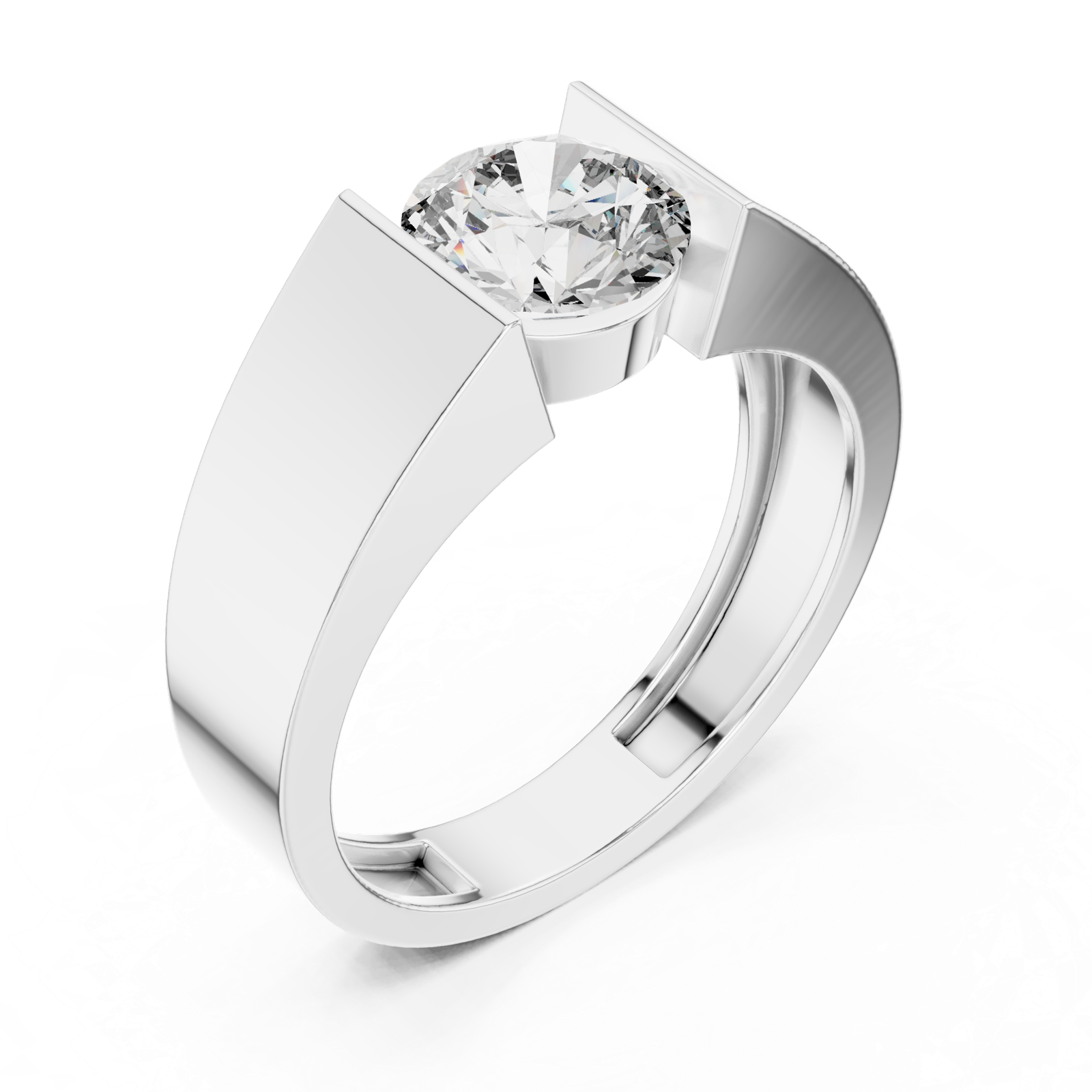 14K Solid Gold Lab Diamond Signet Ring, White Gold, view 2