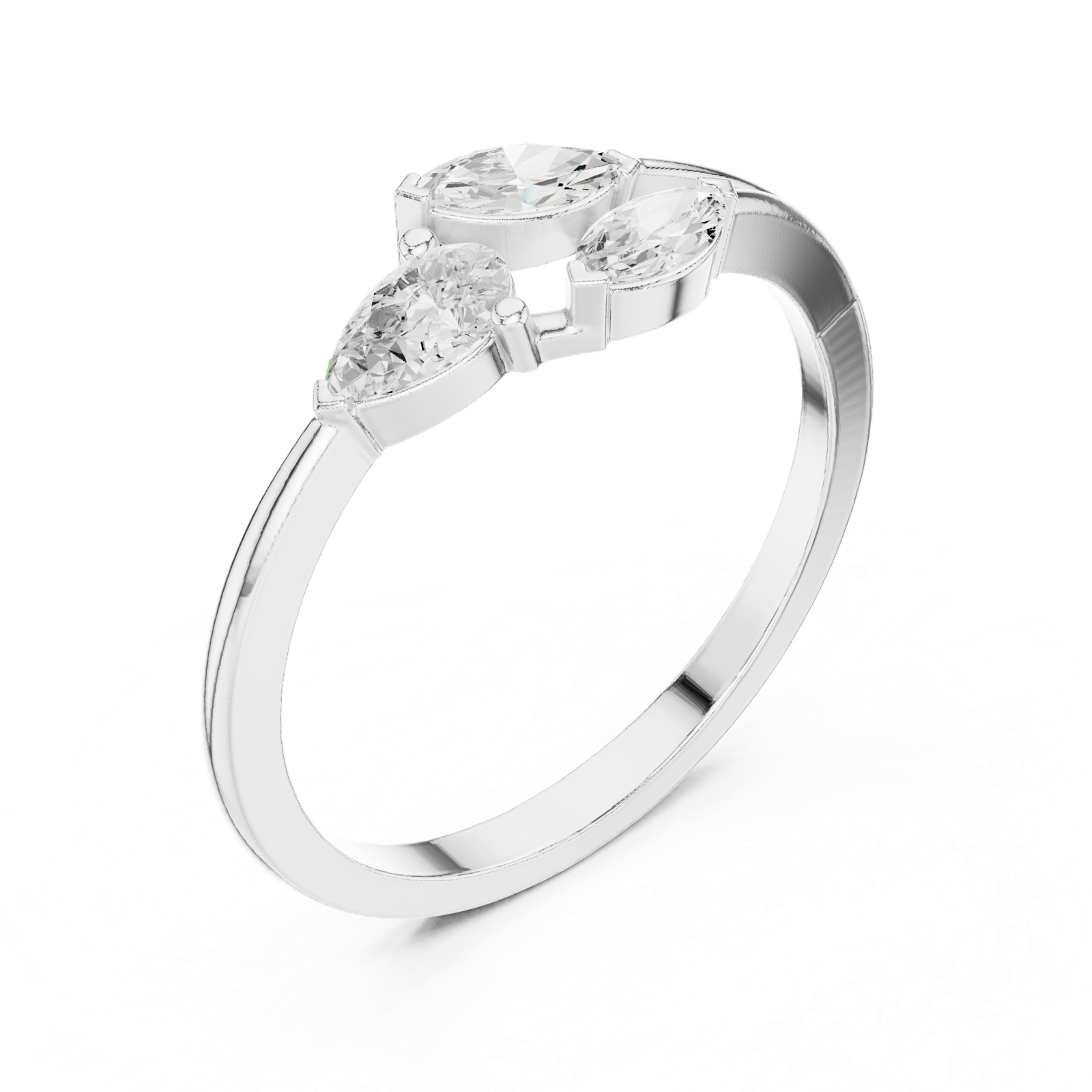 Gold Ring HLR-235, White Gold, view 2
