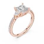 Gold Ring, Asscher center stone, Rose Gold, view 2