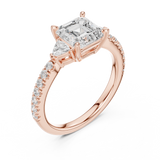 Gold Ring, Asscher center stone, Rose Gold, view 2