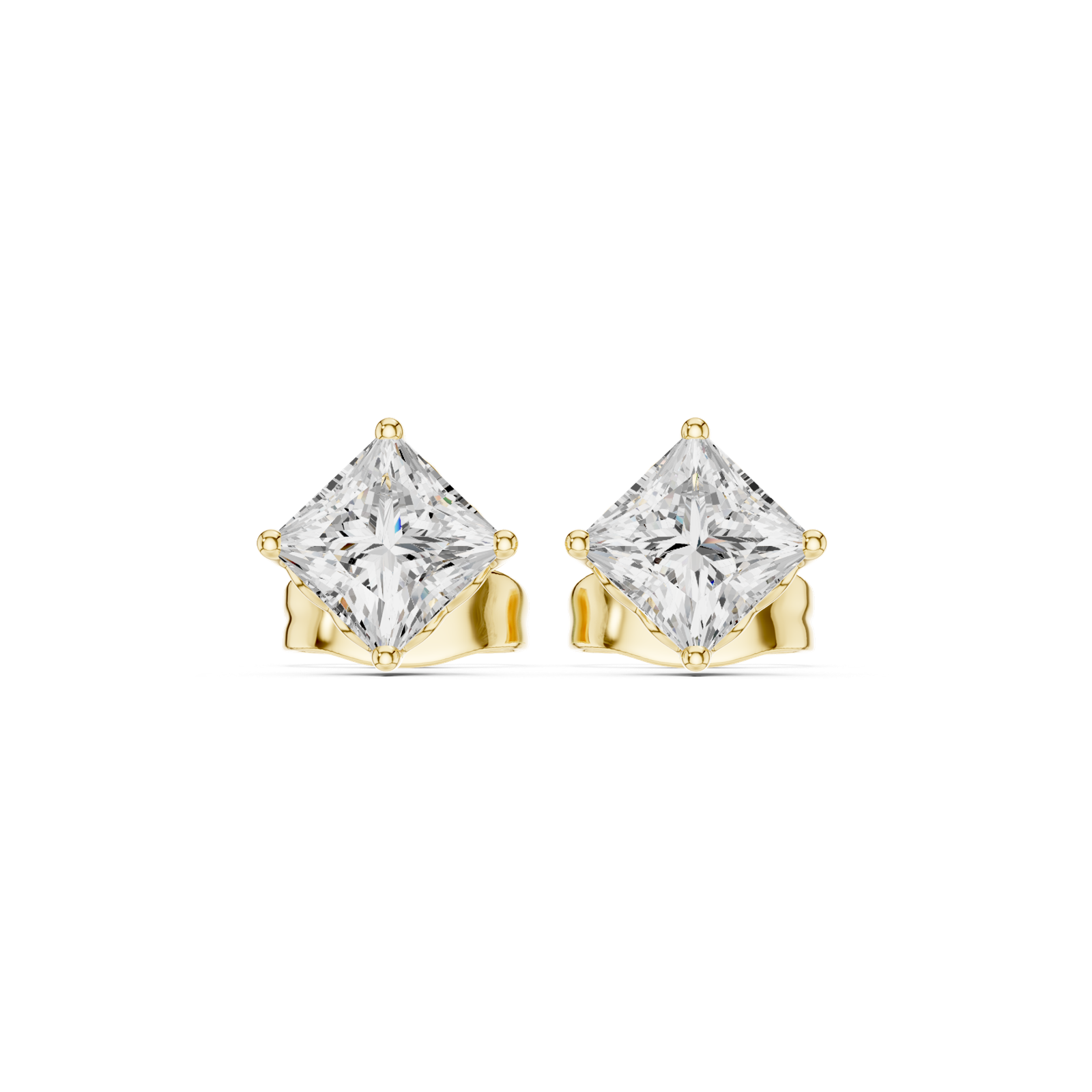 14K Solid Gold Lab Diamond Stud Earrings, Yellow Gold, view 4