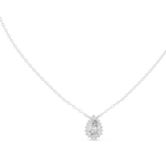 14K Solid Gold Lab Diamond Halo Pendant Necklace, White Gold, view 1