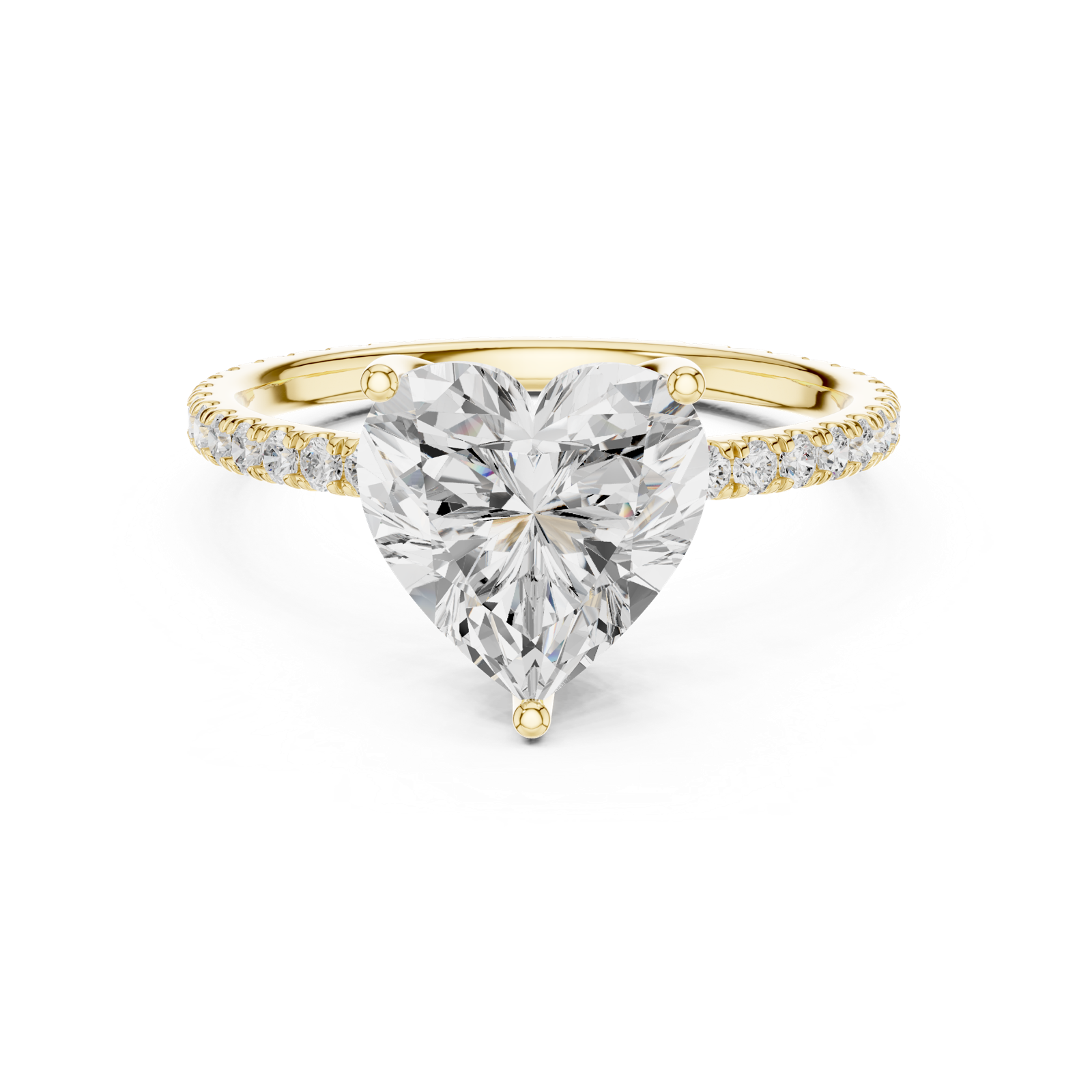 Gold Jewelry L36-16, Heart center stone, Yellow Gold, view 4