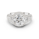 Gold Ring, Round center stone, White Gold