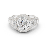Gold Ring, Round center stone, White Gold
