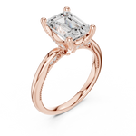 Gold Ring, Emerald center stone, Rose Gold, view 2