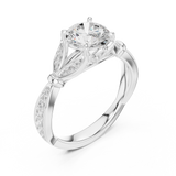 Gold Ring DDLR-257, Round center stone, White Gold, view 2