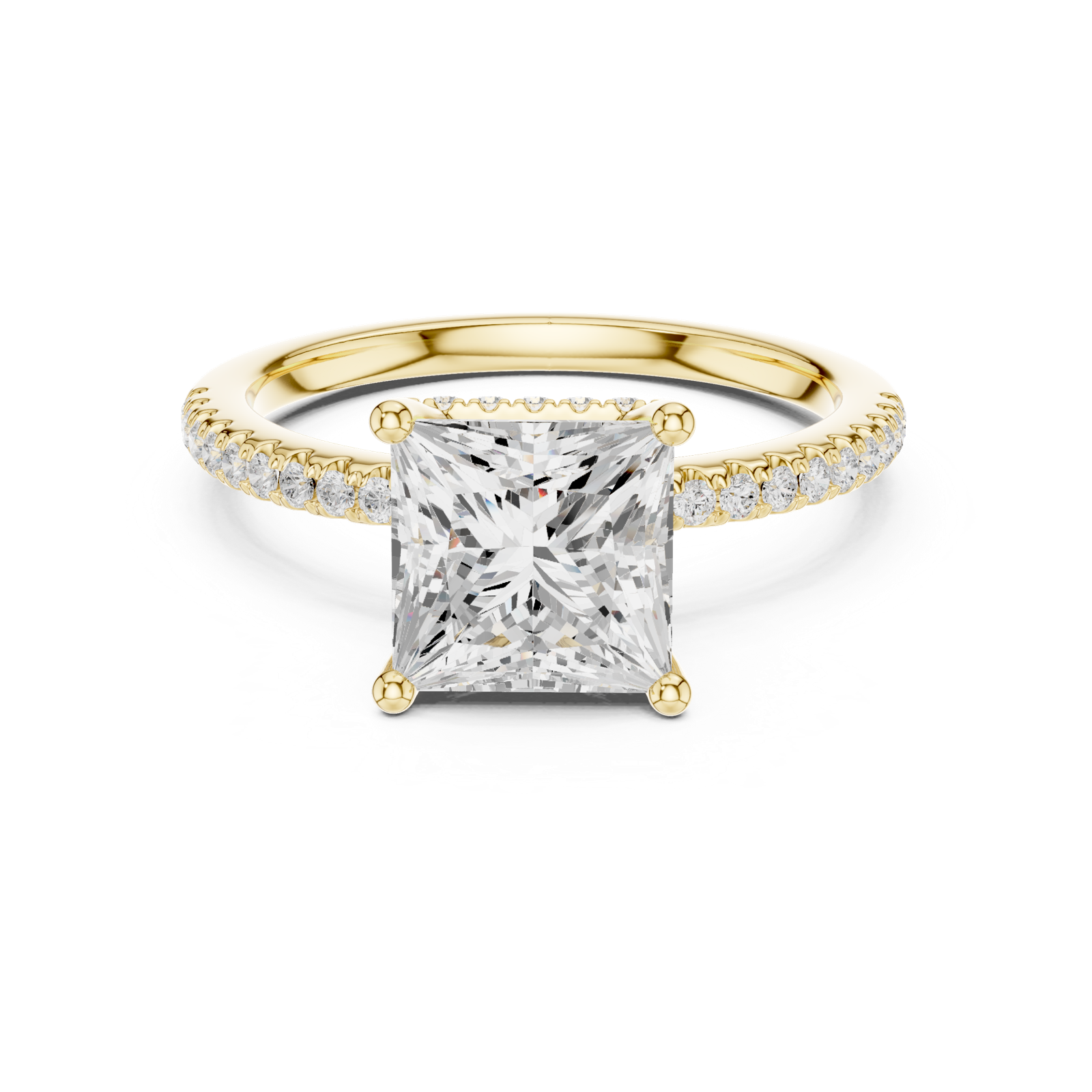 Gold Ring DDLR-177, Princess center stone, Yellow Gold, view 4