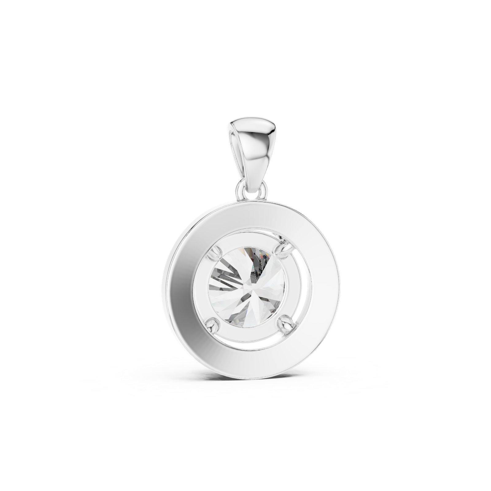 14K Solid Gold Lab Diamond Solitaire Pendant Necklace, White Gold