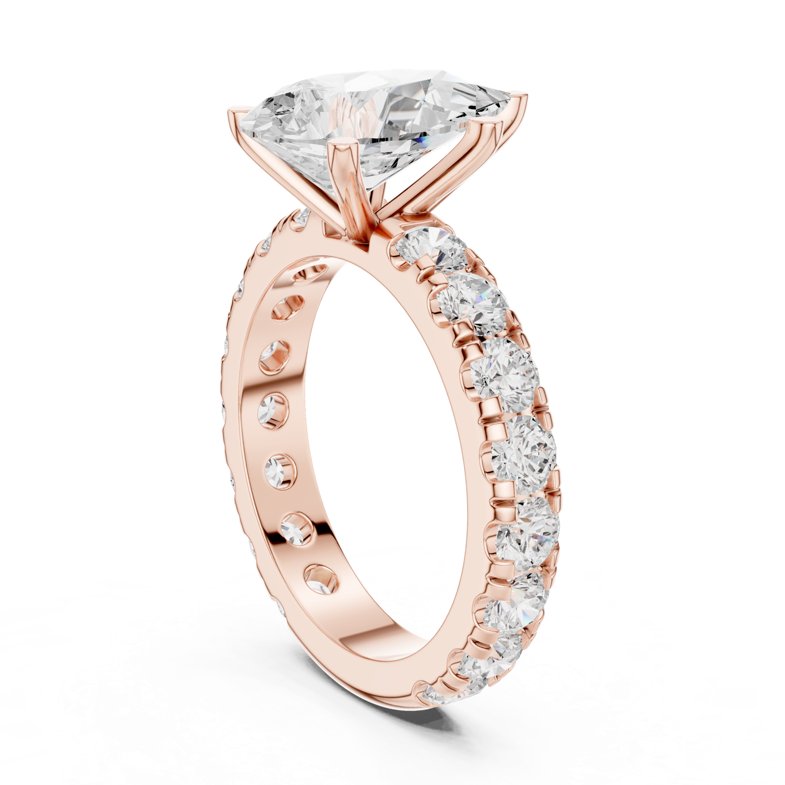 Gold Jewelry L35-63, Pear center stone, Rose Gold, view 1