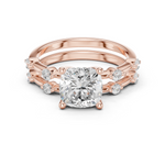 Gold Ring DDLR-441, Cushion center stone, Rose Gold