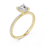 Gold Jewelry, Asscher center stone, Yellow Gold, view 2