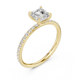 Gold Jewelry, Asscher center stone, Yellow Gold, view 2