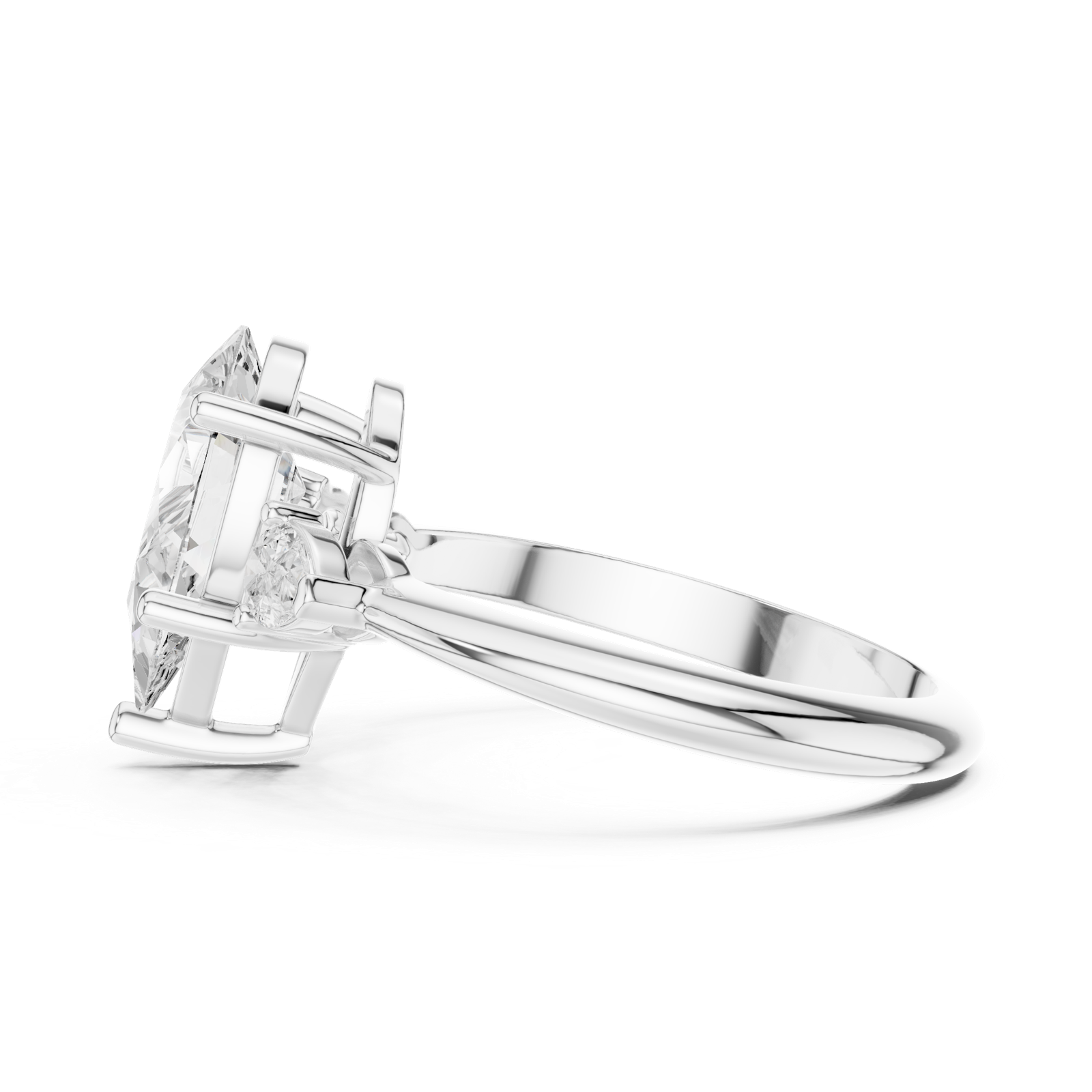 Gold Jewelry L35-66, Pear center stone, White Gold, view 3