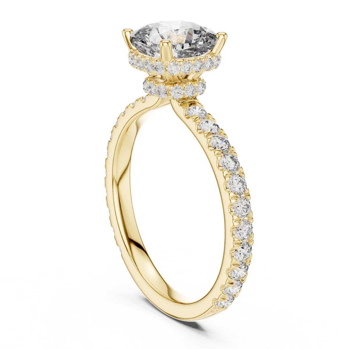 14K Solid Gold Lab Diamond Solitaire Ring, Yellow Gold, view 1