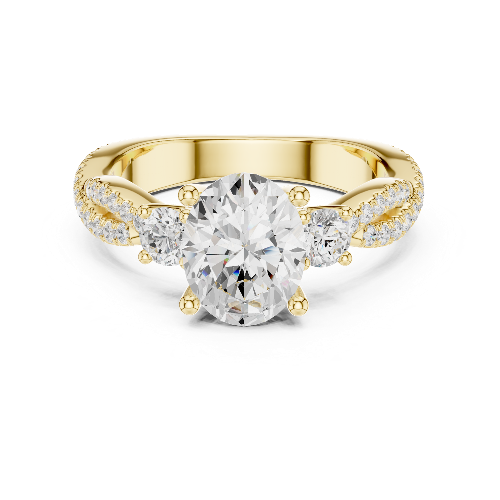 Gold Ring DDLR-281, Oval center stone, Yellow Gold, view 4