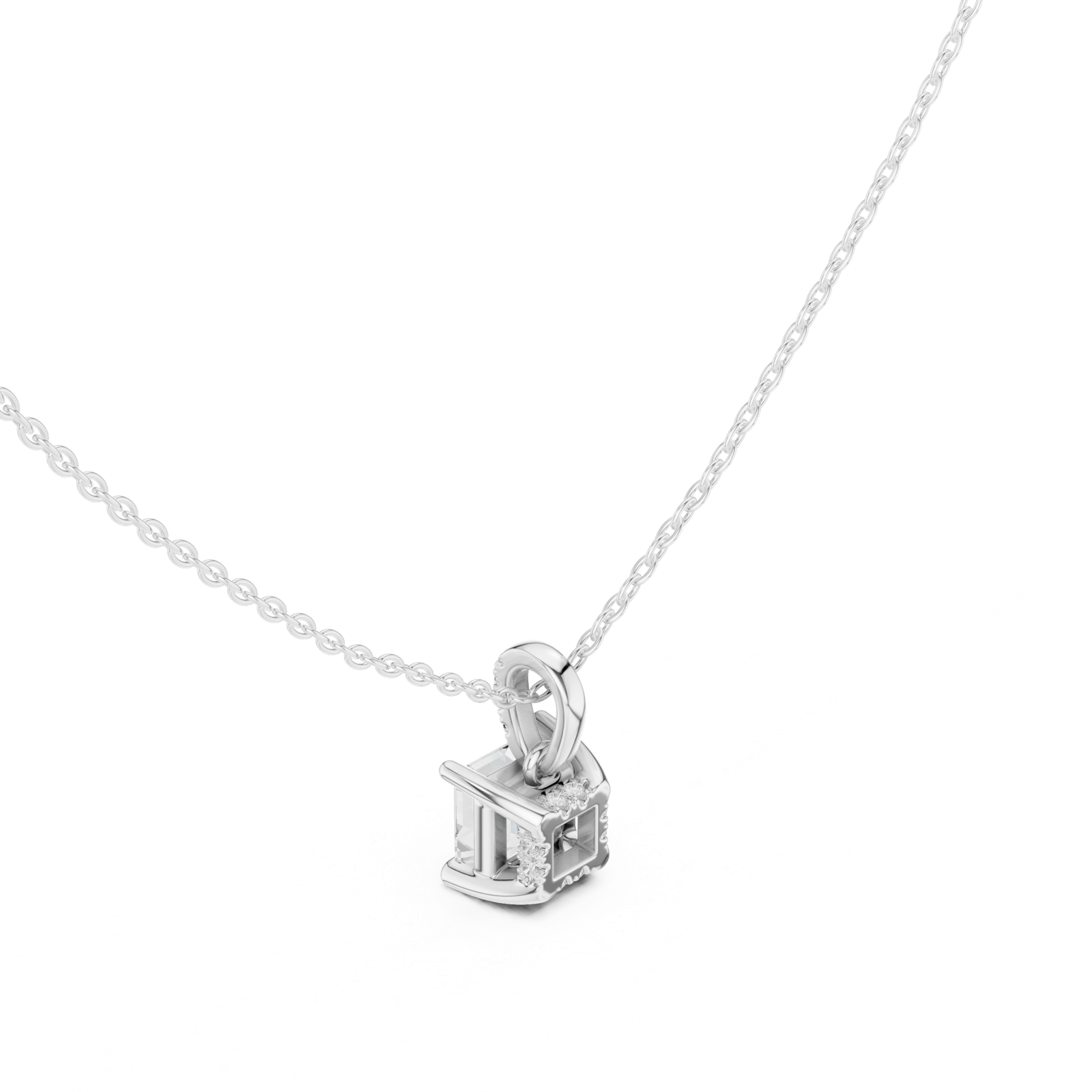 Gold Jewelry, Asscher center stone, White Gold, view 2