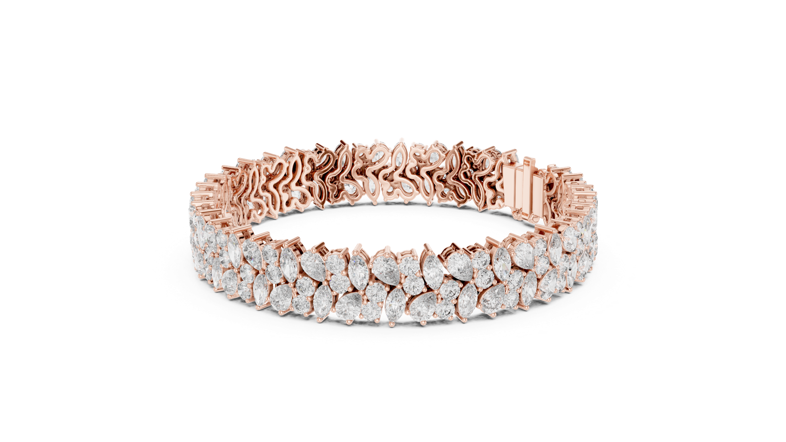 14K Solid Gold Lab Diamond Bracelet, Rose Gold, view 1