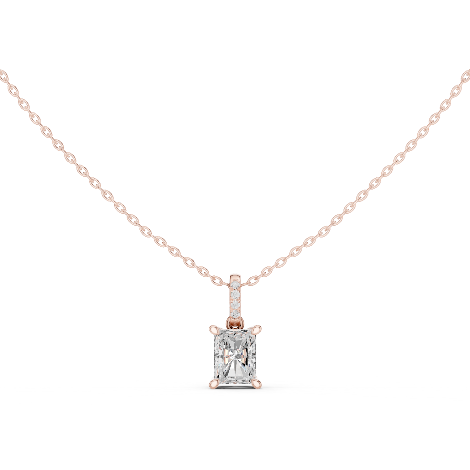 Gold Jewelry DDPO-009, Radiant center stone, Rose Gold