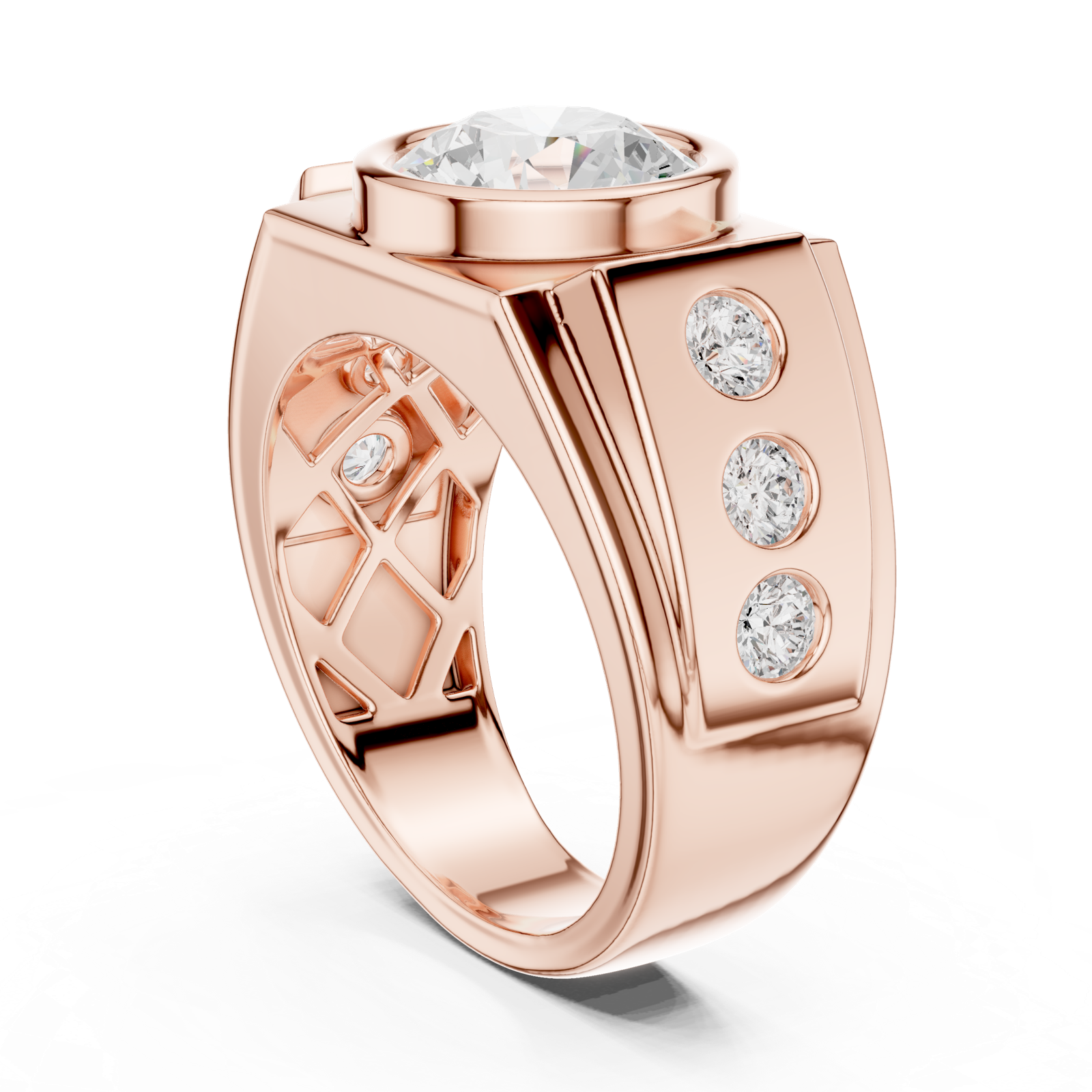Gold Men's Ring GGR-0003, Rose Gold, view 1
