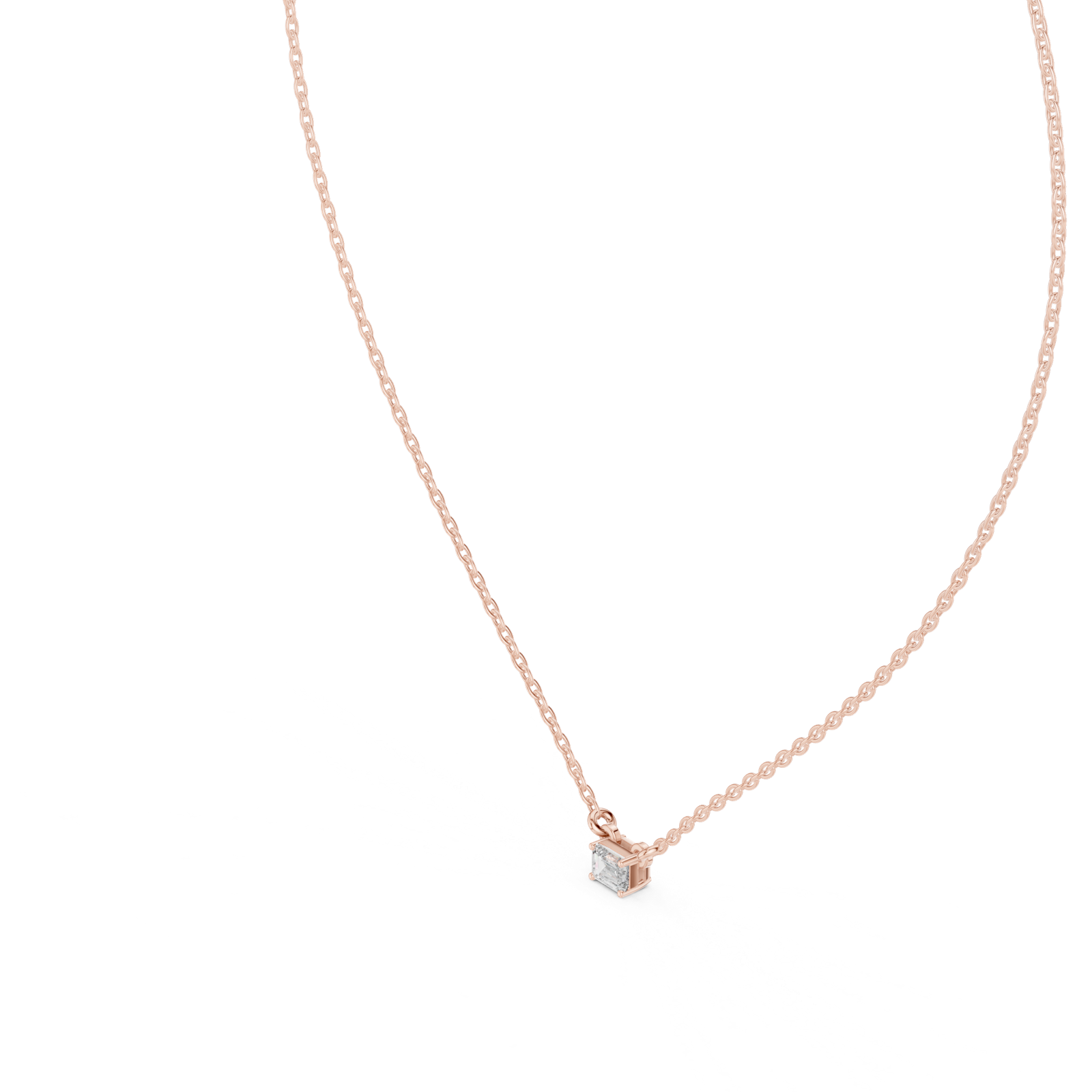 14K Solid Gold Lab Diamond Solitaire Pendant Necklace, Rose Gold, view 2