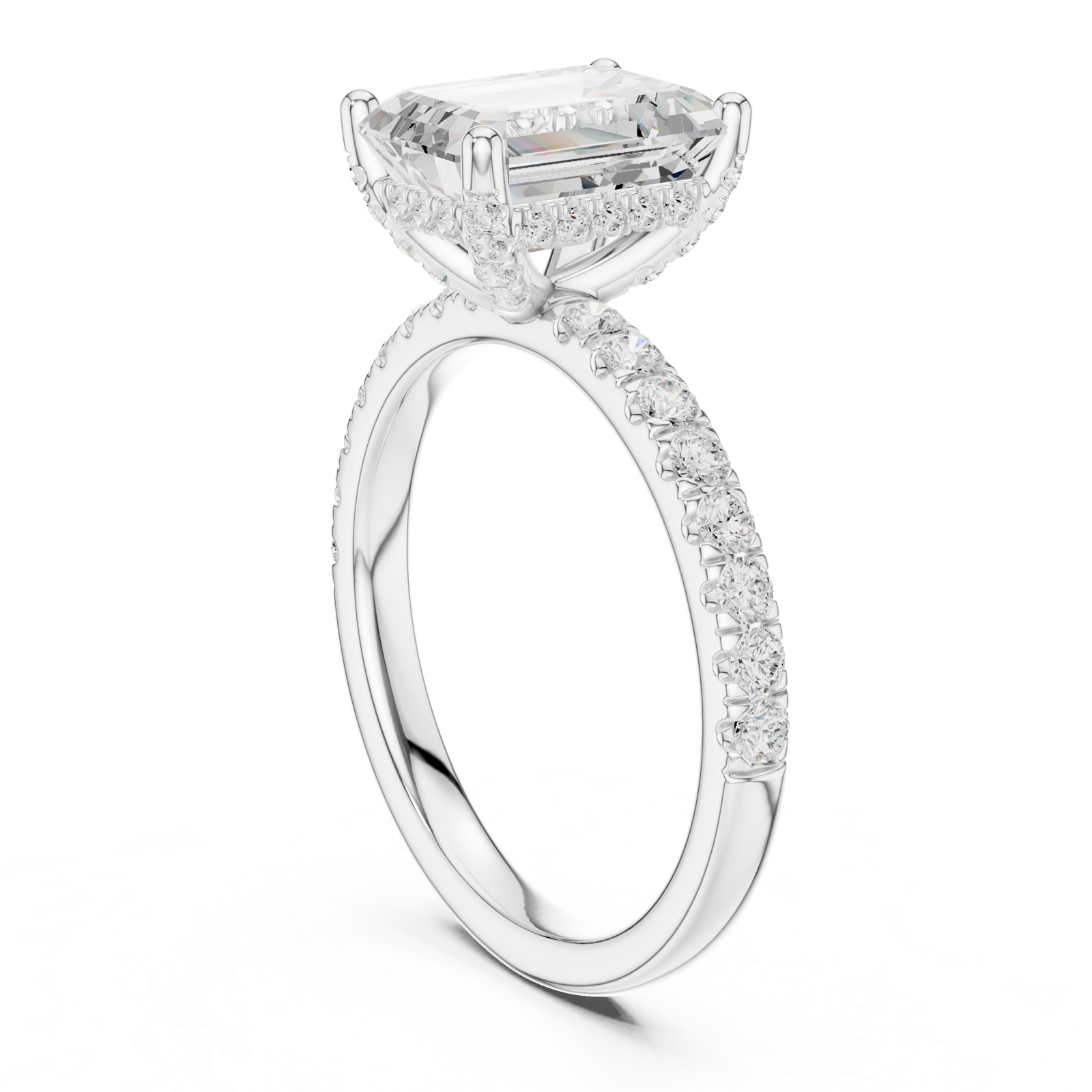 Gold Ring DDLR-161, Emerald center stone, White Gold, view 1