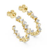 14K Solid Gold Lab Diamond Huggie Earrings, Yellow Gold, view 2