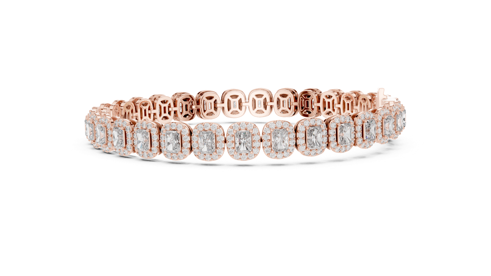 14K Solid Gold Lab Diamond Bracelet, Rose Gold, view 3