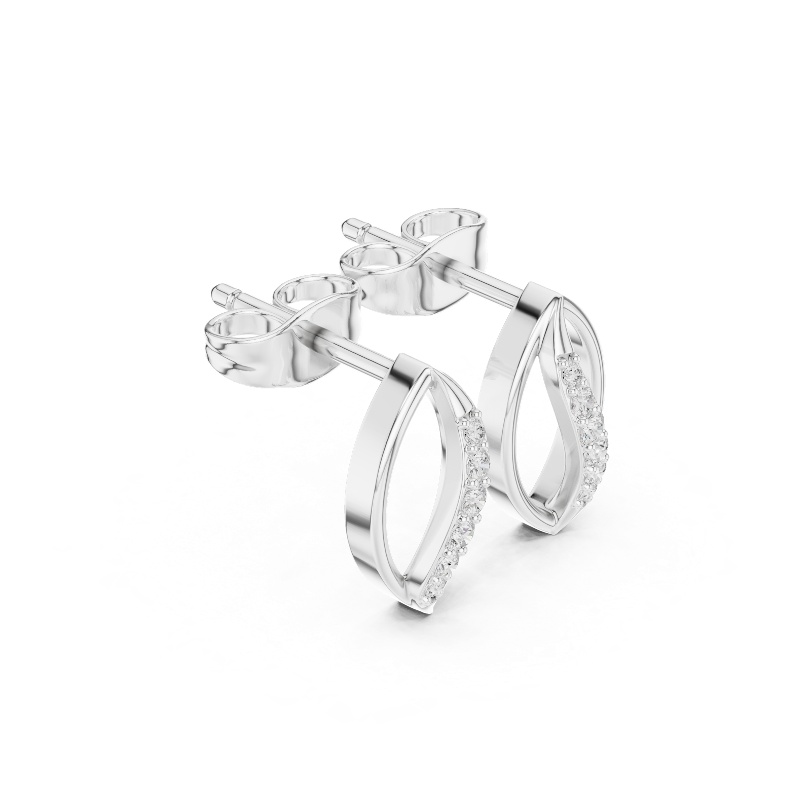 Gold Earrings SBER(26), White Gold, view 1