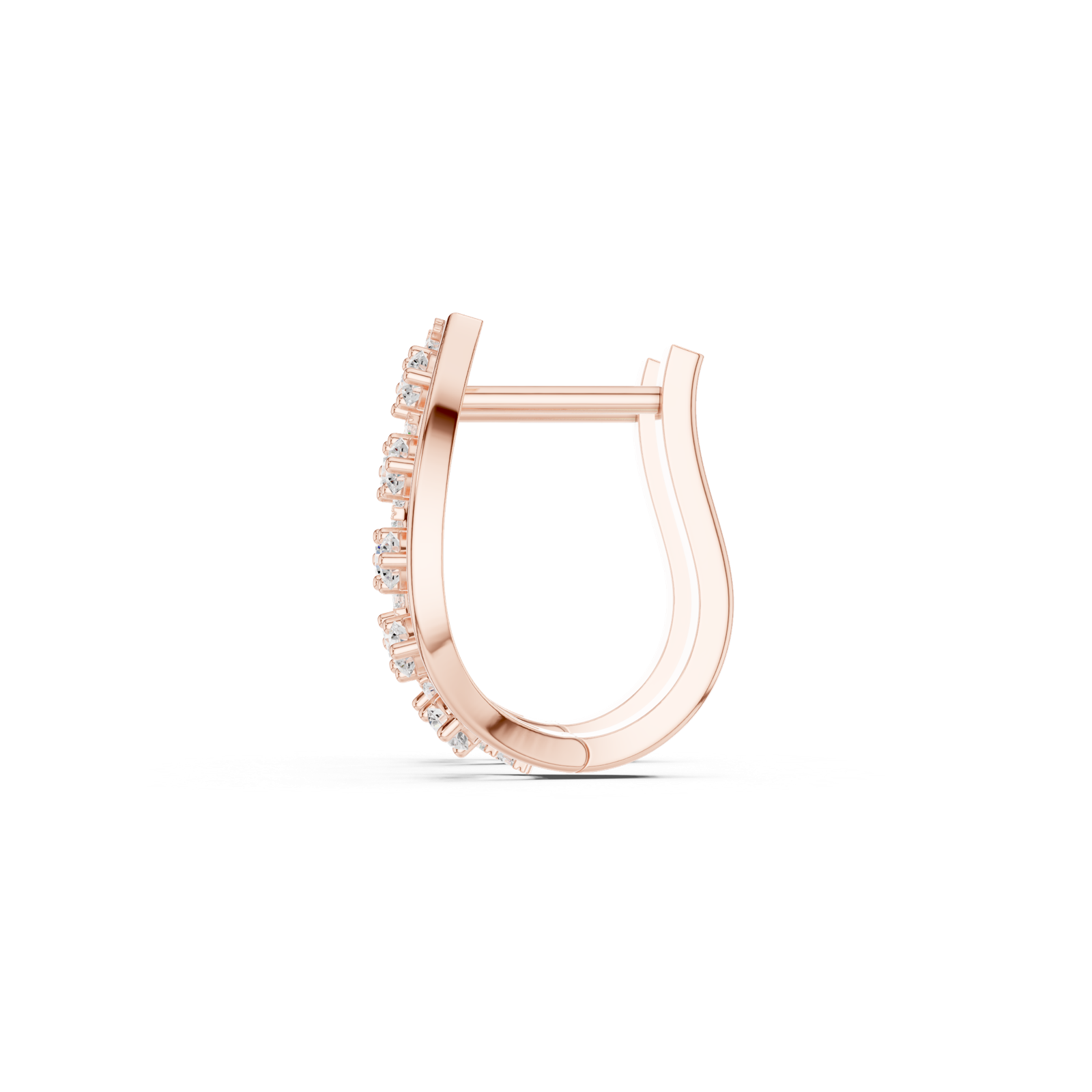 14K Solid Gold Lab Diamond Hoop Earrings, Rose Gold, view 3