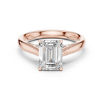 Gold Jewelry, Emerald center stone, Rose Gold